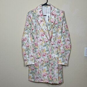 Saint Genies coat Floral trench coat jacket / blazer dress  Sz 6 WOMEN USA NEW